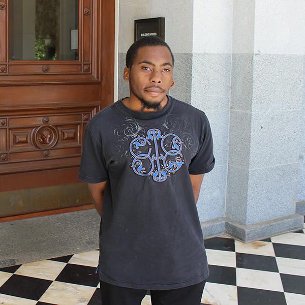 Merrell standing in front of the Capitol building.