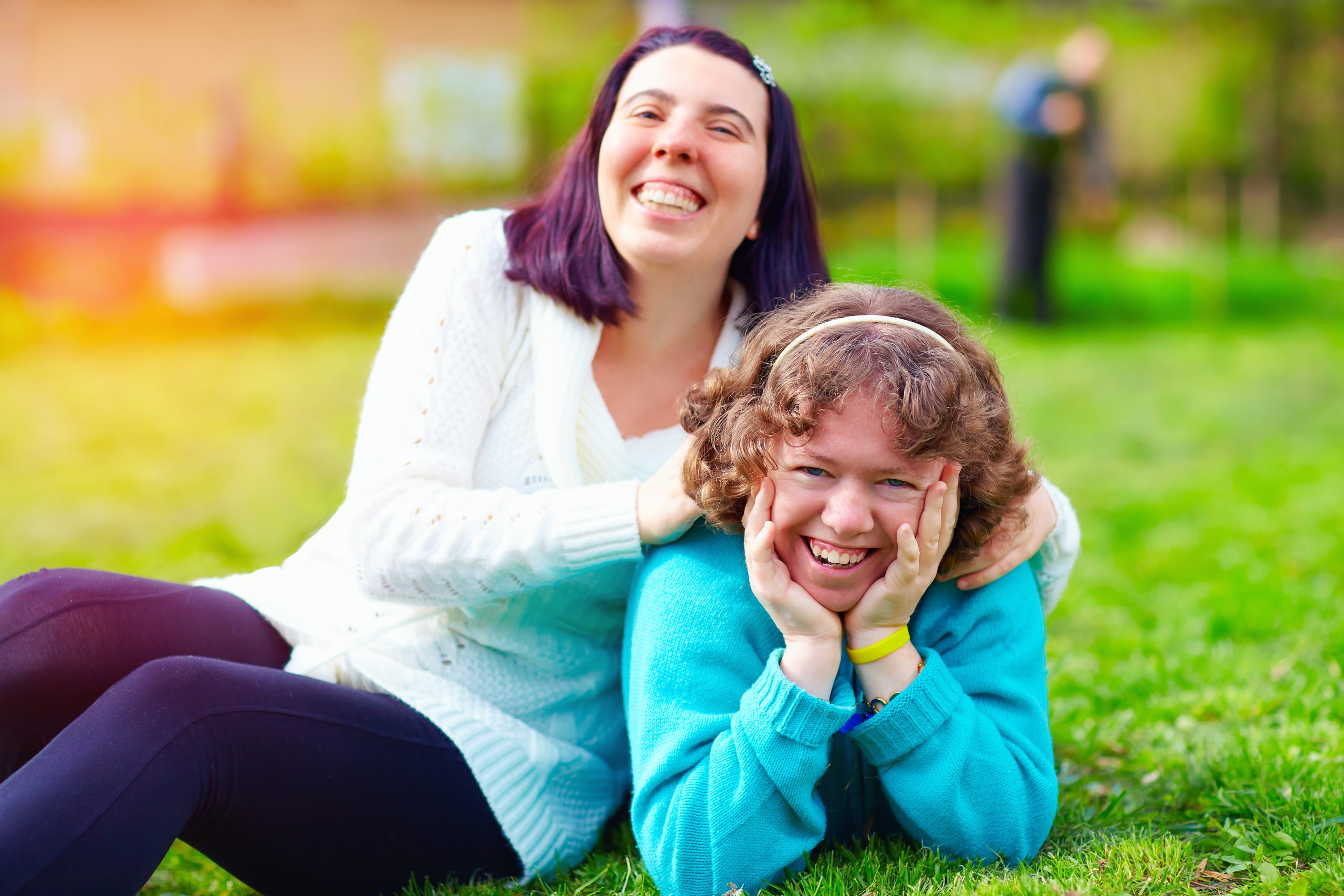 portrait of happy women on spring lawn