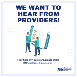 Graphic that reads "we want to hear from providers"