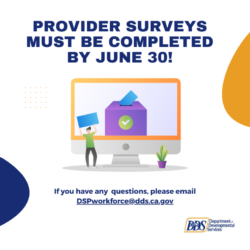 Graphic that reads "provider surveys must be completed by June 30"