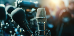microphones at a press conference
