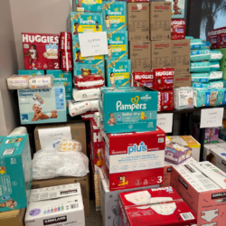 stacks of diapers on a table