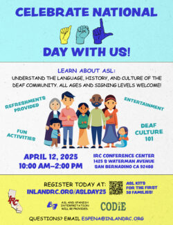 Celebrate National ASL Day Sponsored by Inland Regional Center English flyer