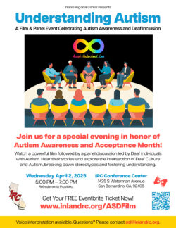 Understanding Autism Sponsored by Inland Regional Center flyer
