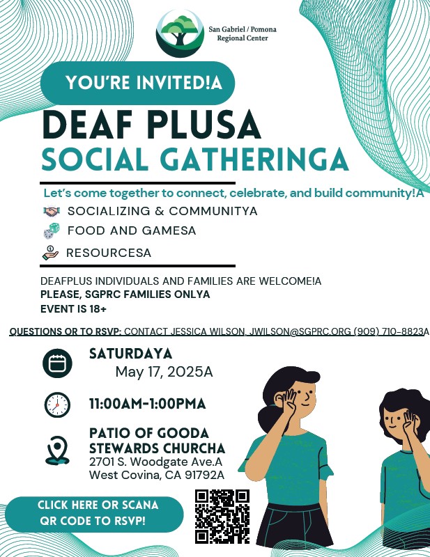 Deaf Plus Social Gathering Sponsored by San Gabriel/Pomona Regional Center