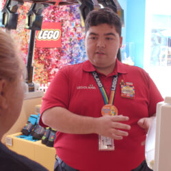 Cole inside a shop in Legoland California