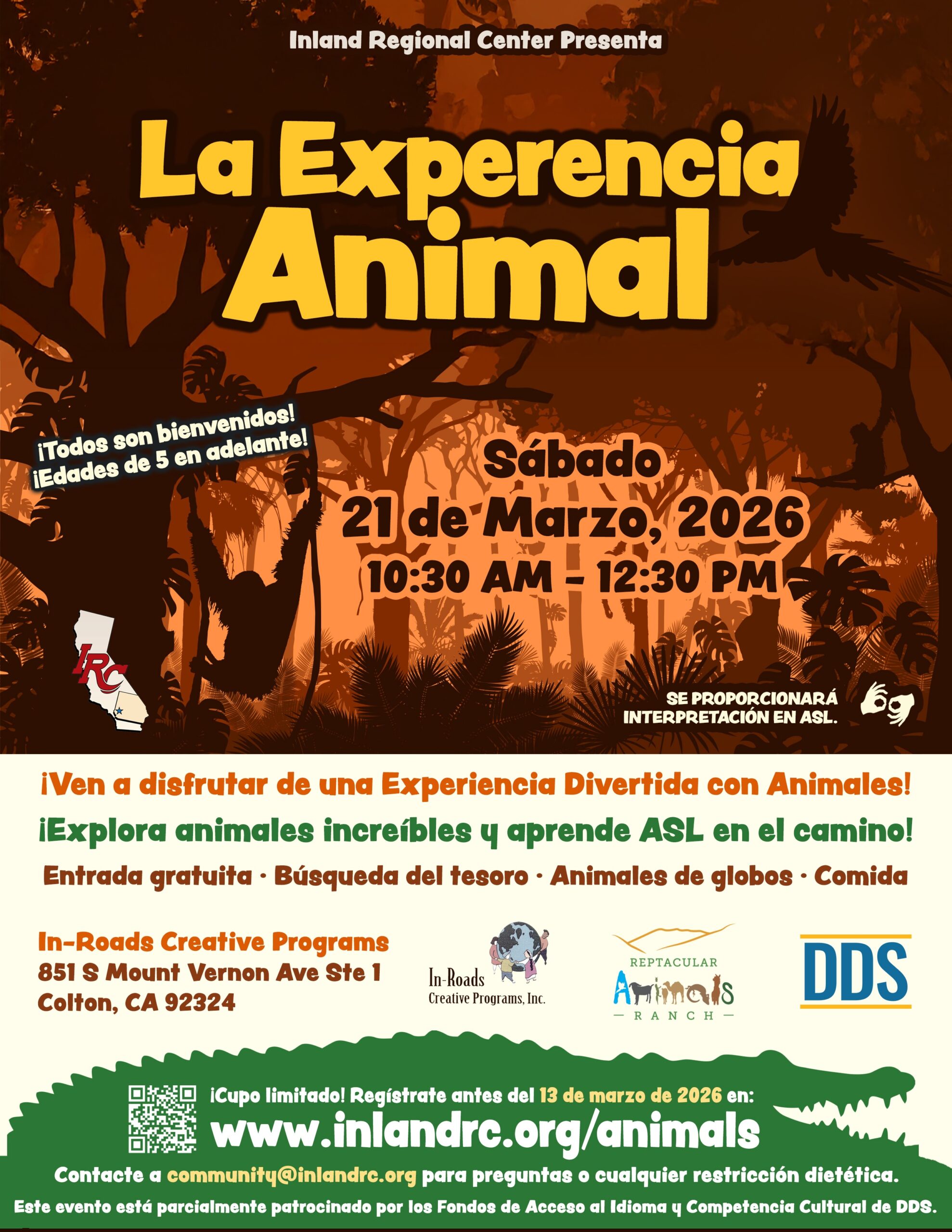Animal Experience Flyer in Spanish