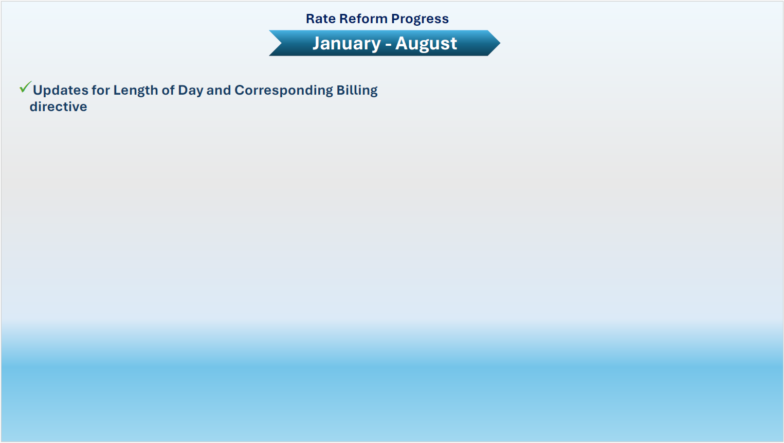 Rate Reform Process Timeline as of August 2026